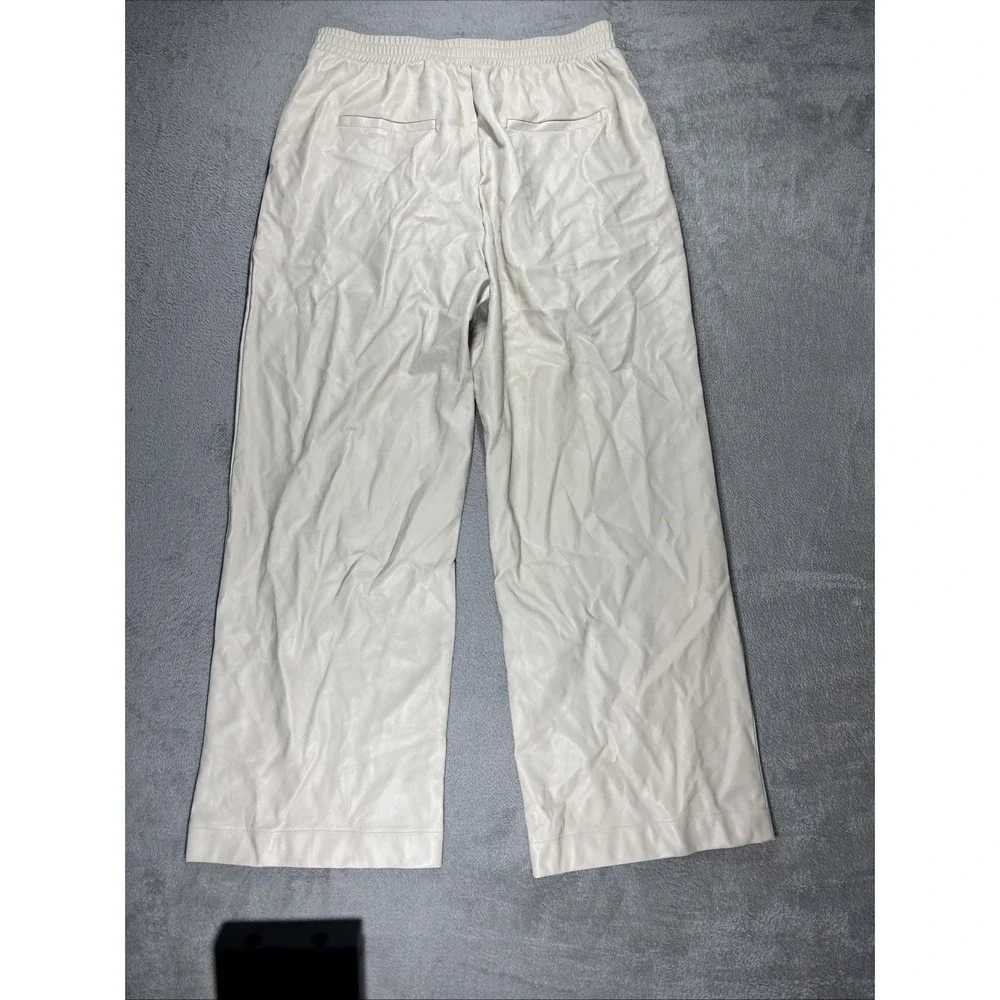 Steve‎ Madden Gilda Pant Imitation Leather Ivory Size XL NWT